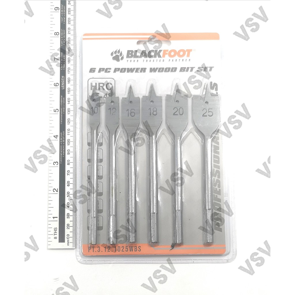 BlackFoot Mata Bor Kayu Mata Bor Kipas Set 6pc Power Wood Bit Set 6pc