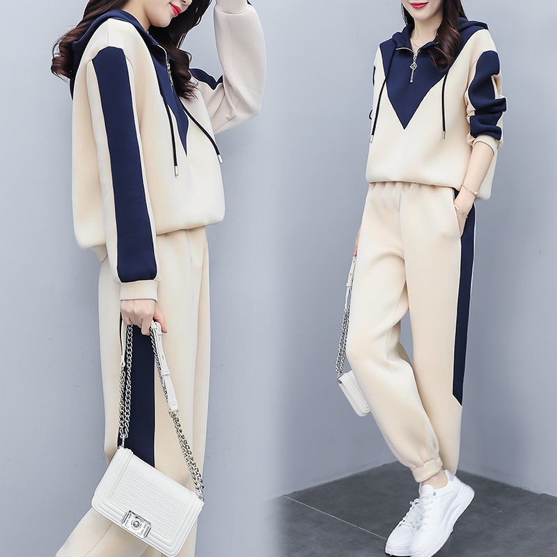 Large fat sister 200kg loose and thin spring and autumn clothes Korean version leisure foreign style