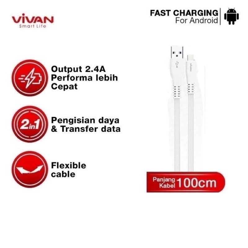 1pcs~Kabel Data Vivan csm100s micro-usb / CSL100 IPhone / cbc100 type-c Promo Sen