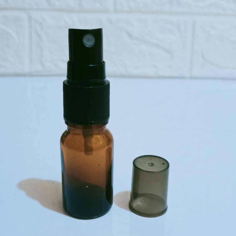 Botol Spray 10ml Amber / Botol Kaca 10ml Coklat Tutup Spray Hitam Smoke