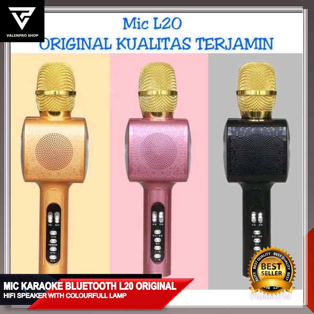 MIC MICROPHONE KARAOKE KTV L20 ORIGINAL MIC WIRELESS WITH LED LAMP / MIC KARAOKE ORIGINAL