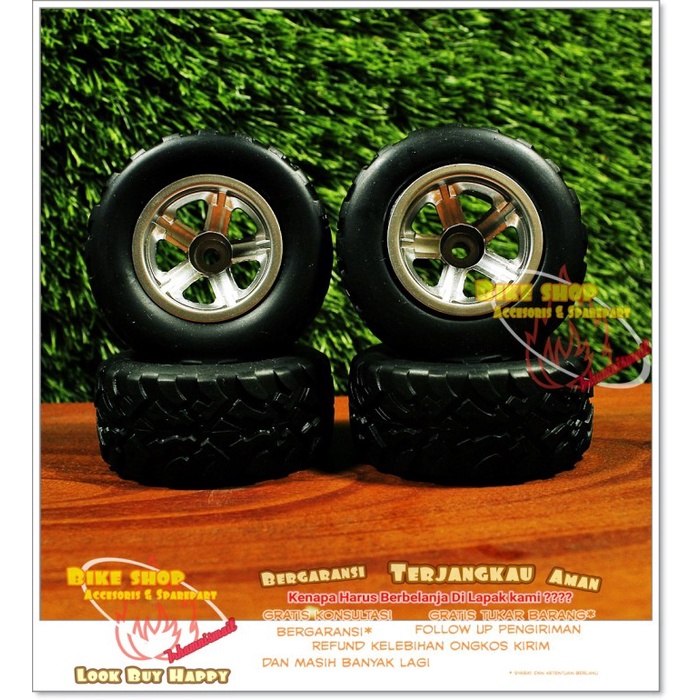 4pcs Ban dan velg Rc WPL D12 hex 5 mm PNP untuk Semua wpl offroad