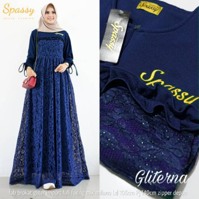 GLITTERNA BY SPASSY / GAMIS CANTIK GLITTER SPESIAL BRUKAT IMPORT FULL FURING