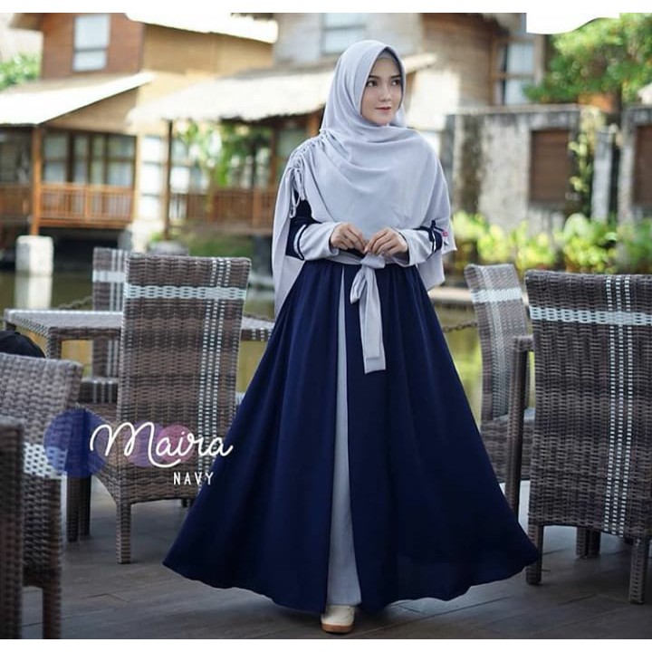 JM MAIRA SYAR'I ( GAMIS+HIJAB ) Bahan WOLFICE Gamis Syar'i Set Khimar Gamis Syari Murah 2022
