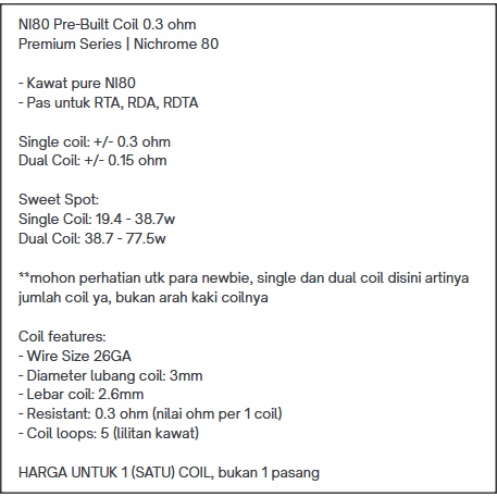 AN Nl80 K0il 0.3 ohm | 24 AWG nikrom kawat K0il 0,3