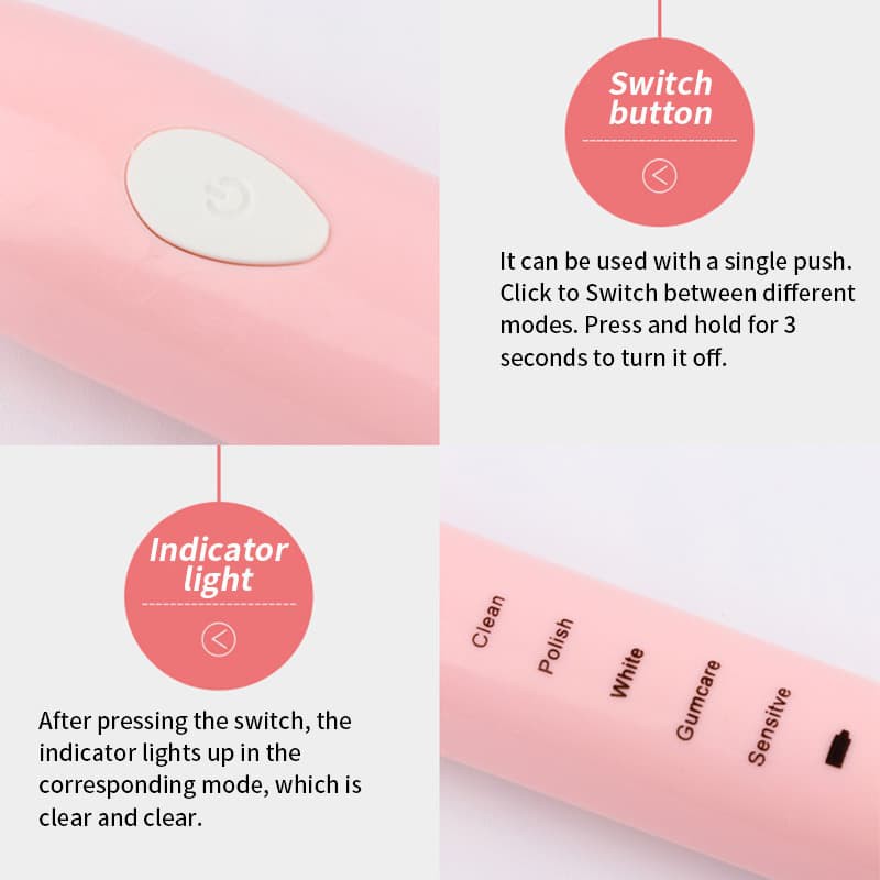 Sikat Gigi Elektrik USB Charger Sonic Vibration Electric Toothbrush