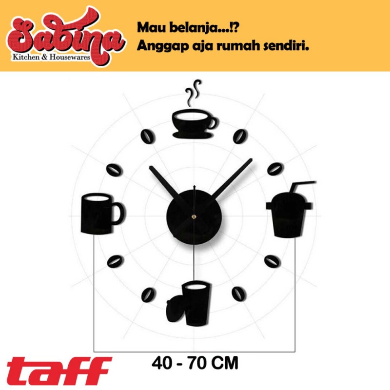 Taffware Jam Dinding DIY Giant Wall Clock Model Kopi Cafe