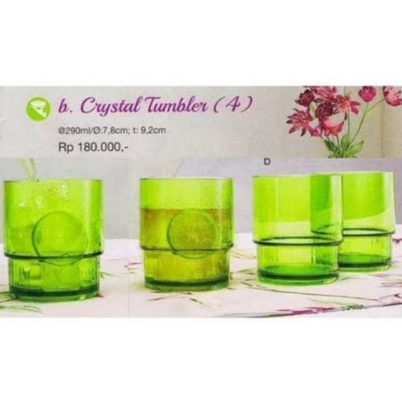 Crystal tumbler tupperware set isi 4 / gelas kaca tupperware / gelas kristal tupperware / crystal tu