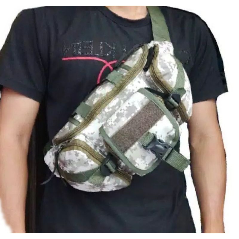 tas selempang pria waistbag - waist bag tactical army look crossbody