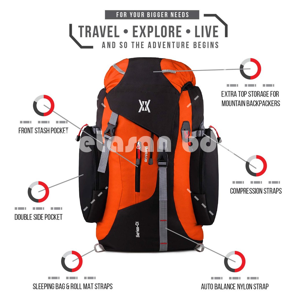 PTS -McNeil Wilder Pack - Tas Gunung Camping Mountain Backpack - Orange MCO1