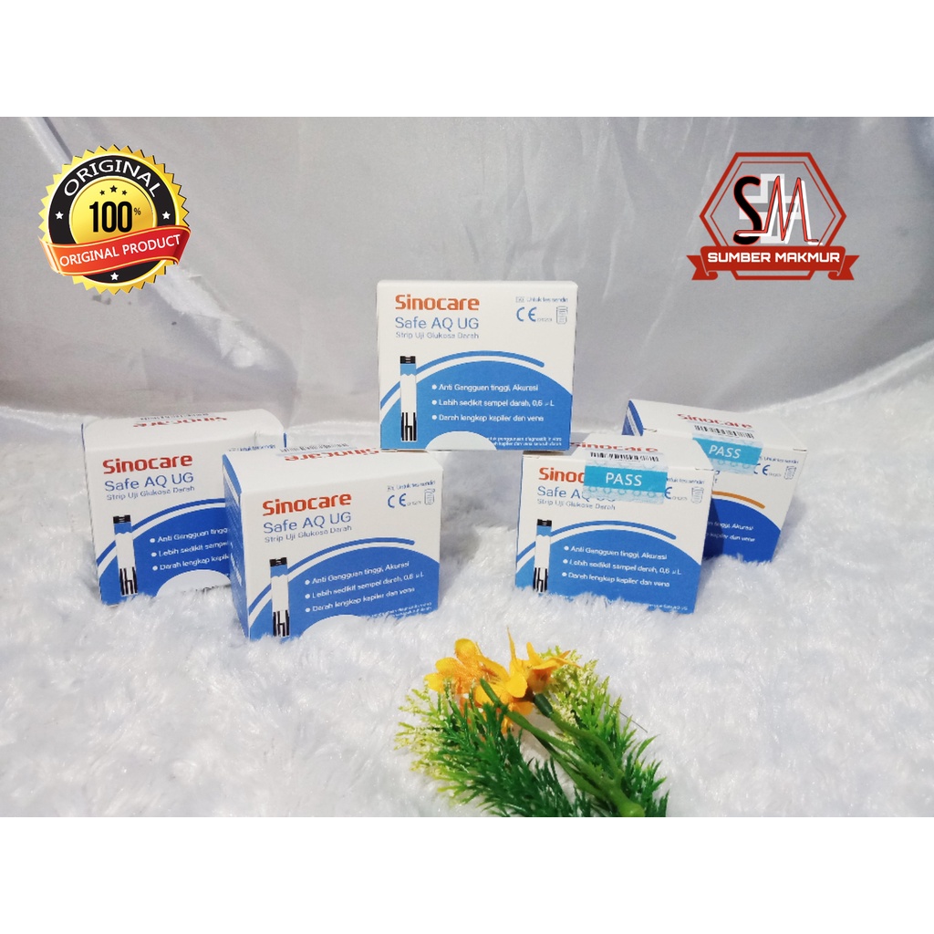 Strip Uji Gula Darah | Strip Test Gula Darah Sinocare Safe AQ UG  (50 Strip)