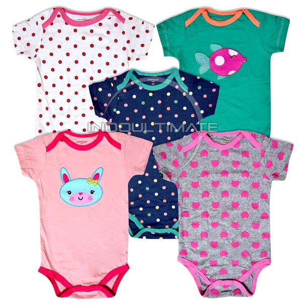 5pc Baju Bayi Newborn Jumper Bayi Jumsuit kaos atasan Bayi baru lahir 0-2 tahun perempuan BC-01-4