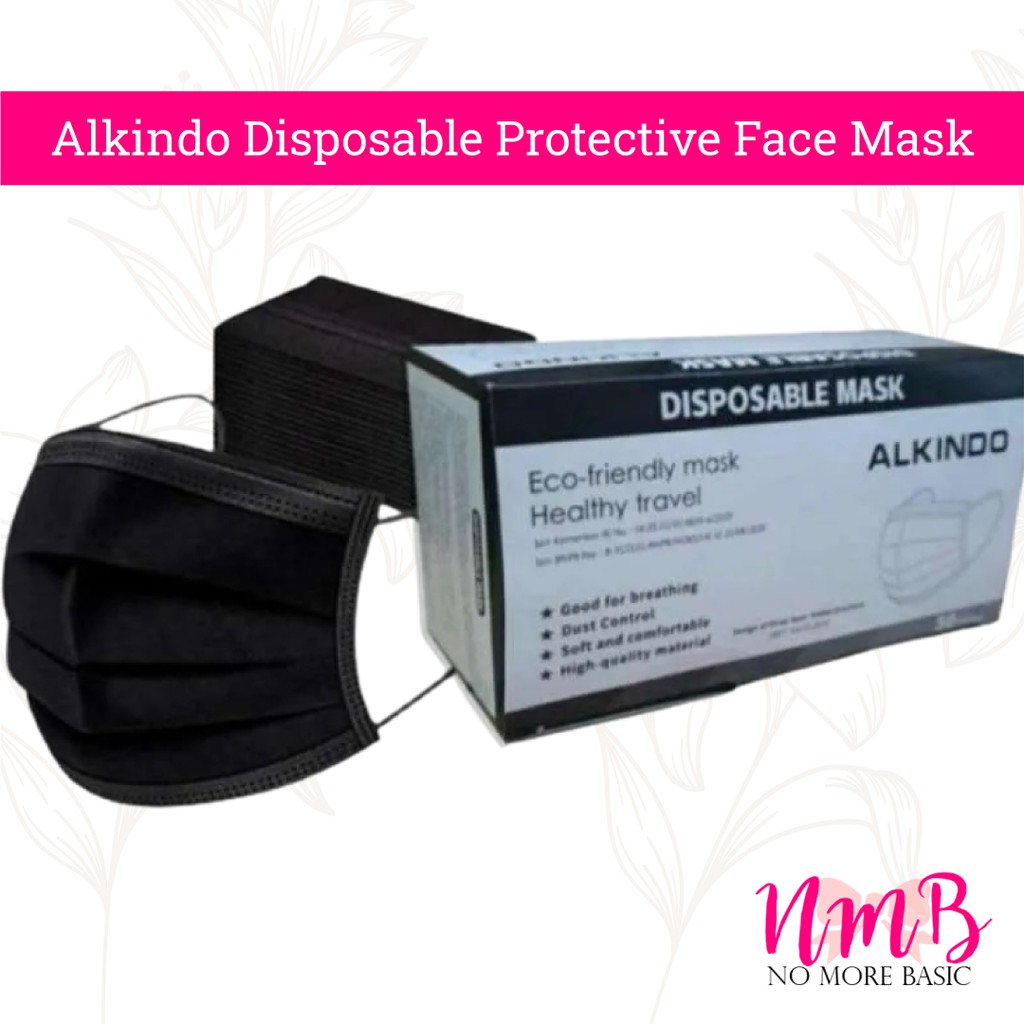 Alkindo Disposable Protective Non Medical Face Mask 3ply Isi 50 pcs Anti Virus Masker