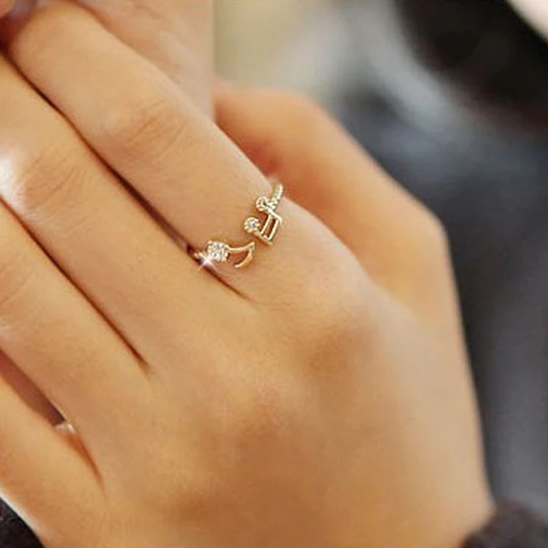 Cincin Model Terbuka Adjustable Desain Not Musik Aksen Berlian Imitasi Gaya Korea Untuk Wanita