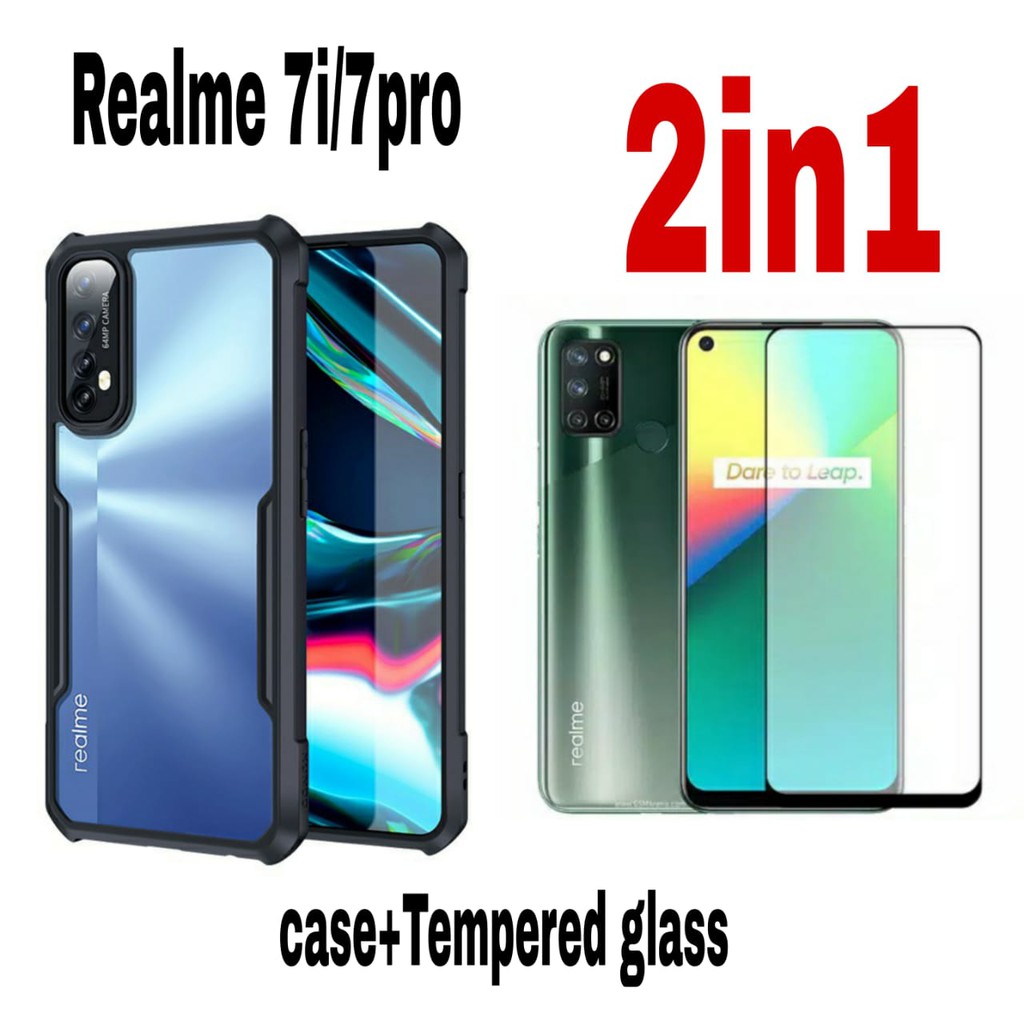 Case OPPO REALME 7i/7 pro Anti-fall Airbag HardCase Shockproof Armor Transparan Clear+Tempered Glass