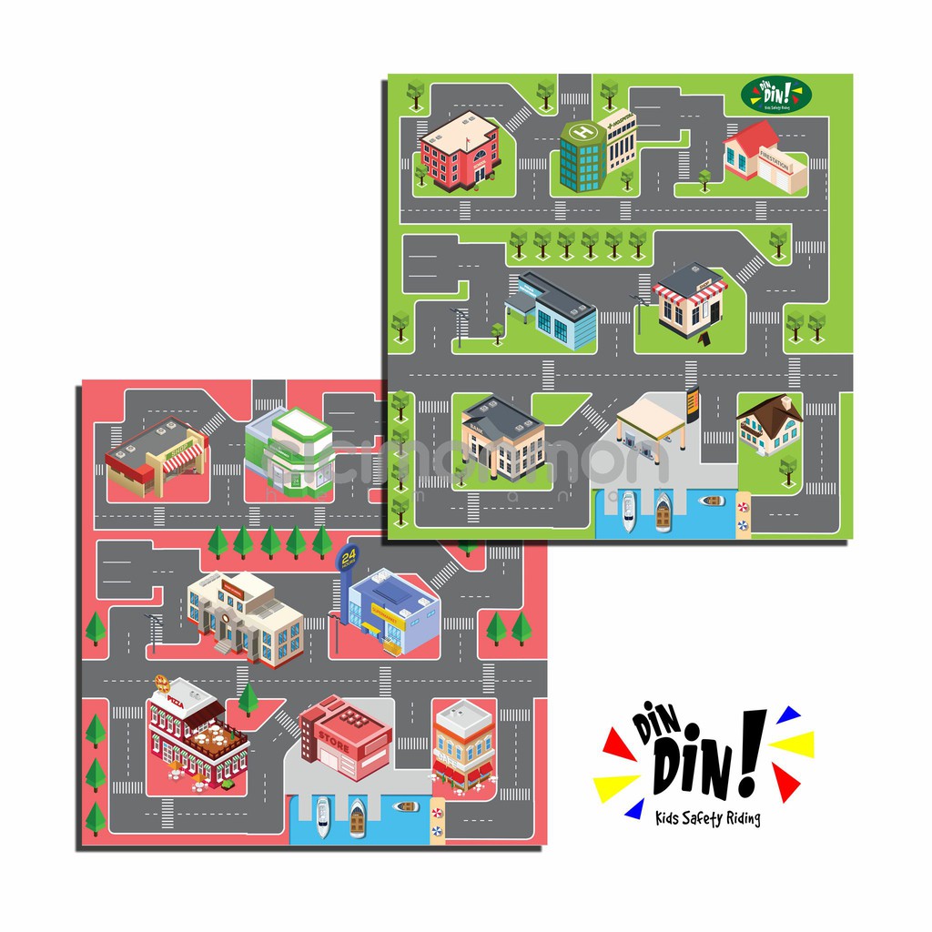 Dindin City Map PlayMat Alas Mainan Mobil Kereta Anak Anti Air