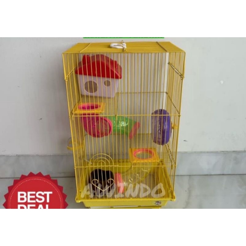 Kandang hamster jumbo 3 tingkat burung kelinci sugar glider