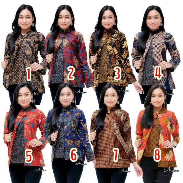 tey-17 Batik wanita ASJ SA HRB026 Kenongo Kemeja Tosca Pendek