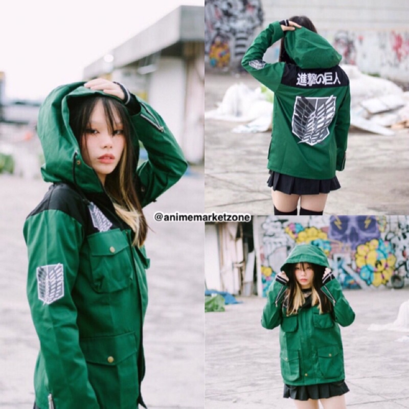 Jaket Attack On Titan AOT SNK Singeki No Kyojin Hijau Parka Sweater Hoodie