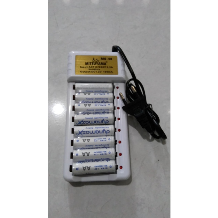 Fast Charger 8 Slot Alat Cas Baterai AA dan AAA Rechargeable Mitsuyama MS-08 Original