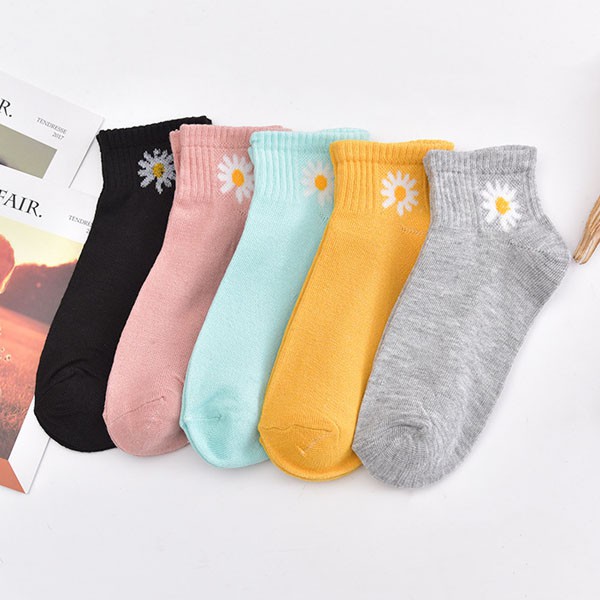 Kaos Kaki Ankle Motif Bunga Aster Cute / Kaos Kaki Import Korea Panjang Semata Kaki / TV-13