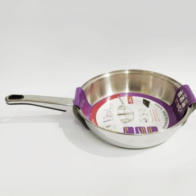 Buruan Fry Pan Zebra Vitalux Stainless Steel 24 Cm 175325 Wajan Penggorengan Berkualitas