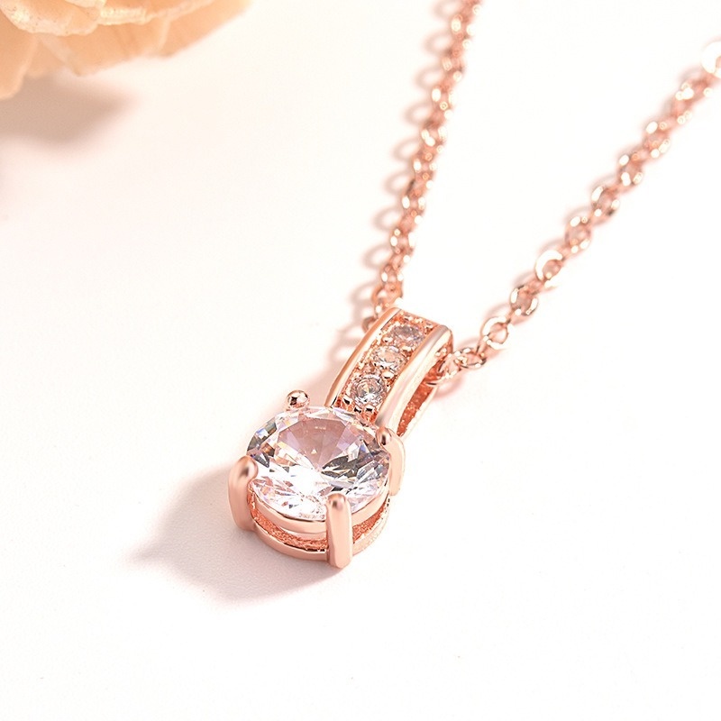 [Ready Stock]Fashion Simple Silver Plated Diamond Pendant Necklace