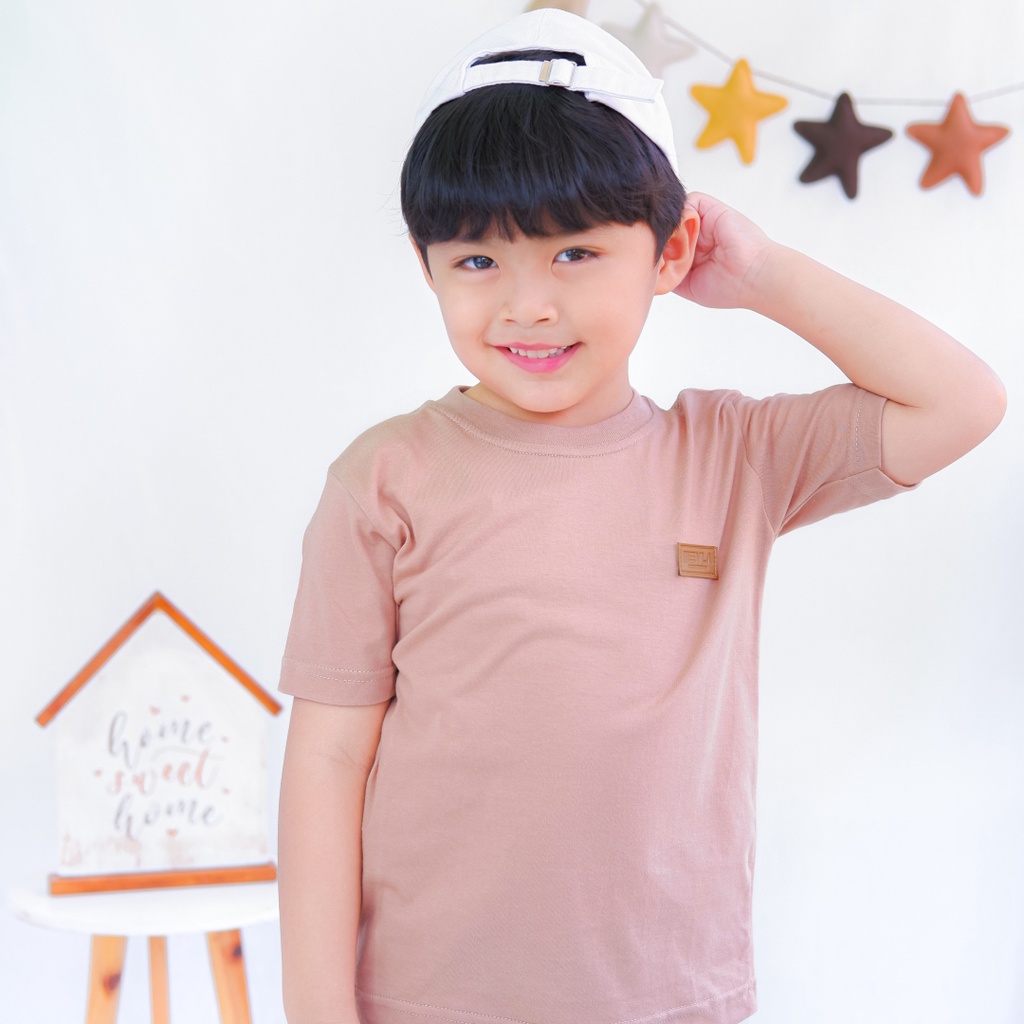 Kaos Polos Anak Laki Laki Perempuan Branded Premium Original | Mevla Kids - Kenzi Choco