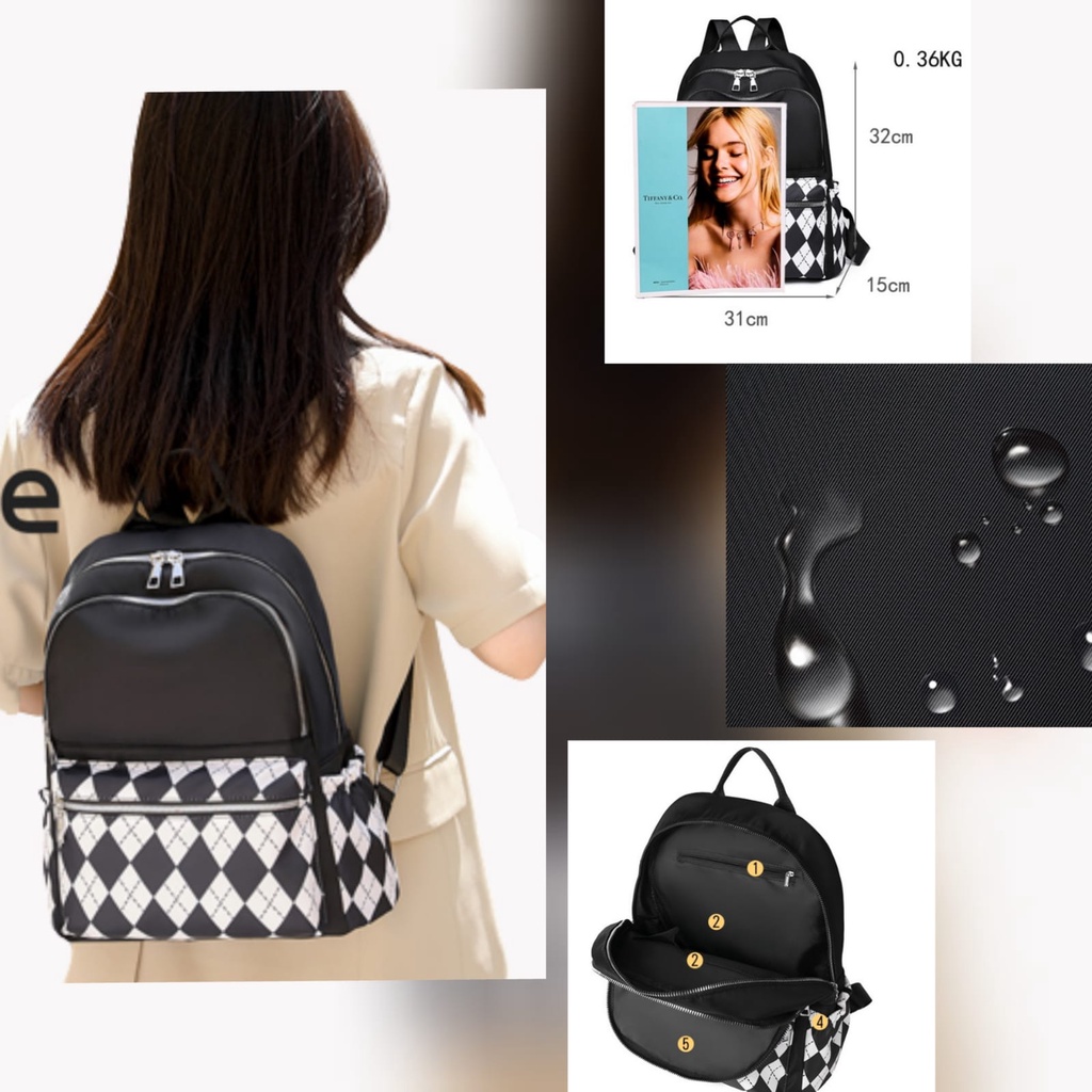 TAS RANSEL WANITA IMPORT BACKPACK ANTI AIR HITAM PAWELA TA639B5 GENDONG KOREA PUNGGUNG SEKOLAH KULIAH KERJA CEWEK REMAJA FASHION PREMIUM KEKINIAN BATAM MURAH