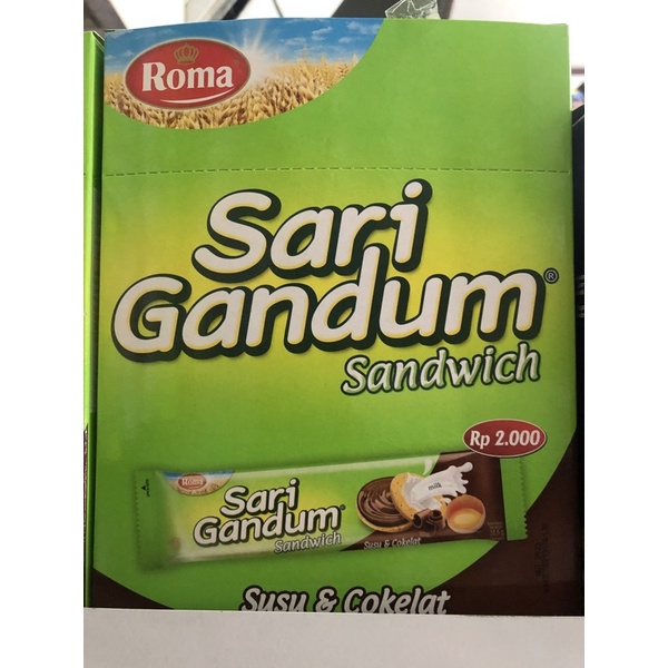 

Roma Sari Gandum Sandwich Coklat 38,5 gram ( 1 Pack isi 12 pcs )