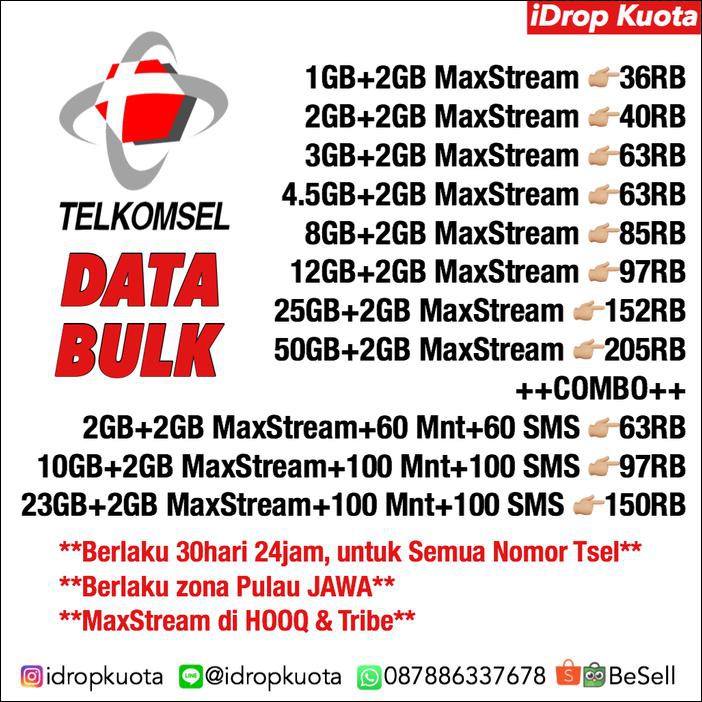 Harga Bersaing Paket Data / Kuota Internet Telkomsel / Simpati / As - Putih