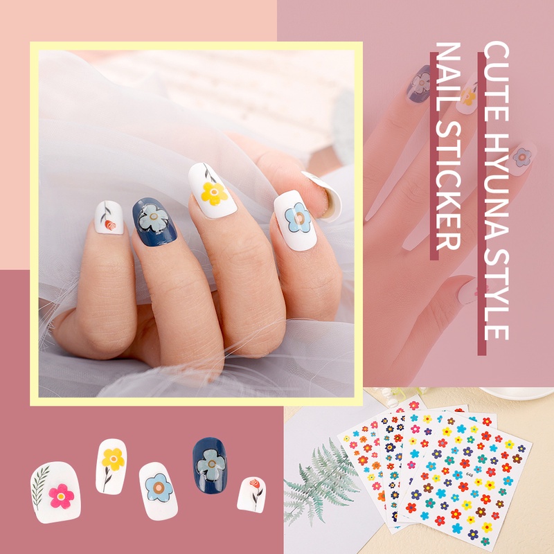1 Lembar Stiker Kuku 3D Motif Butterfly / Mawar / Hati Untuk Dekorasi Nail Art / Manicure