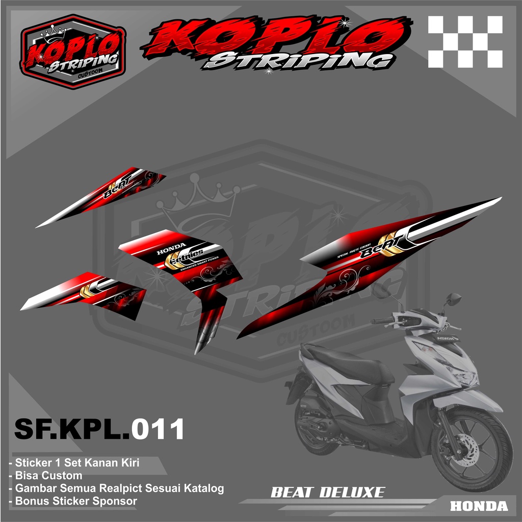 Striping Motor Honda Beat Deluxe - Sticker Striping Variasi Motor Honda Beat Deluxe. KPL 011