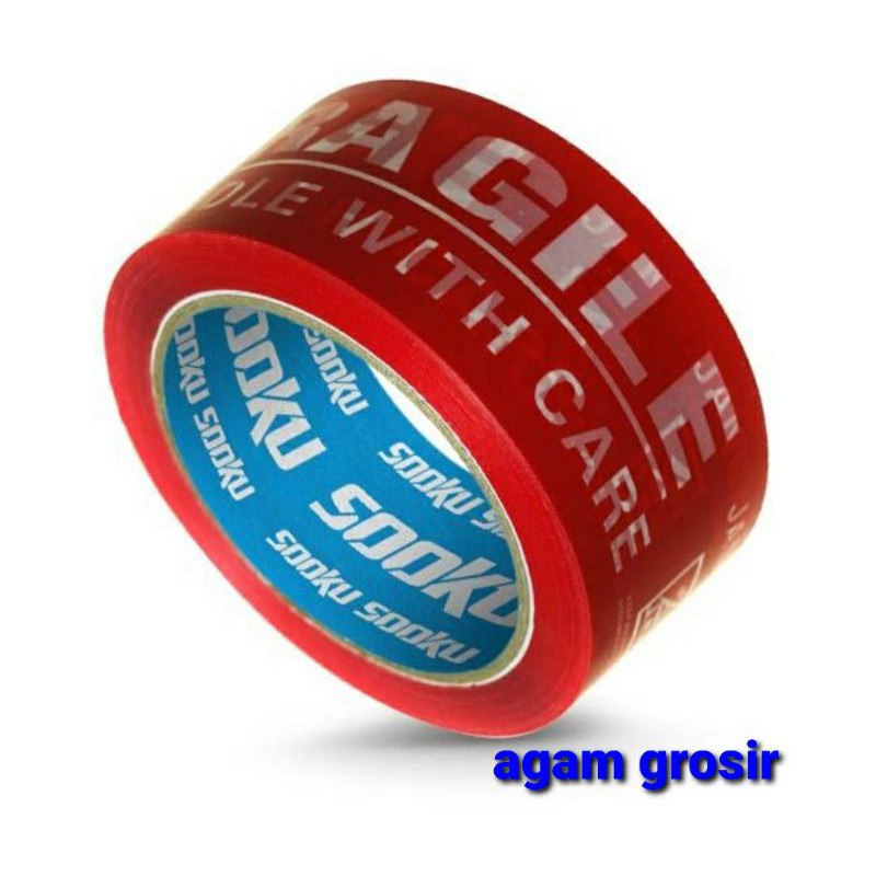 

Lakban Fragile Merah SOOKU Vivan 48mm 95 yard murah tebal