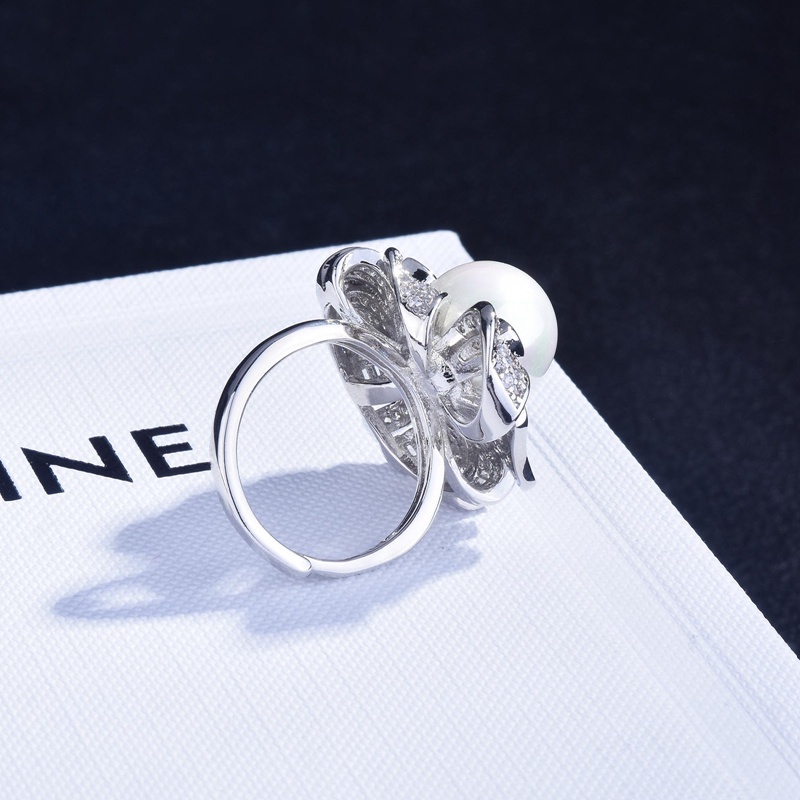 Fancyqube Cincin Silver Hias Mutiara Zircon Bentuk Bunga Gaya Korea Untuk Wanita