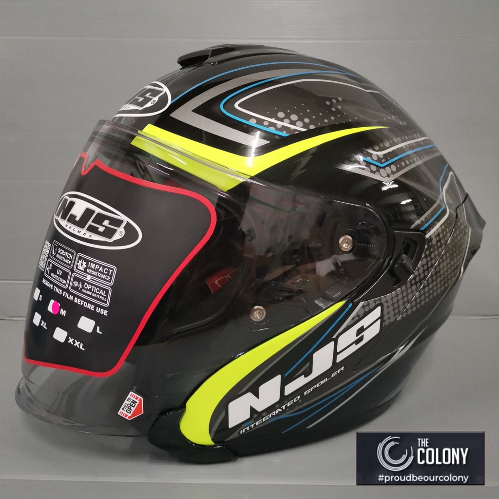 HELM HALF FACE NJS KAIROZ MOTIF DOUBLE VISOR FURION BLACK ORANGE-4