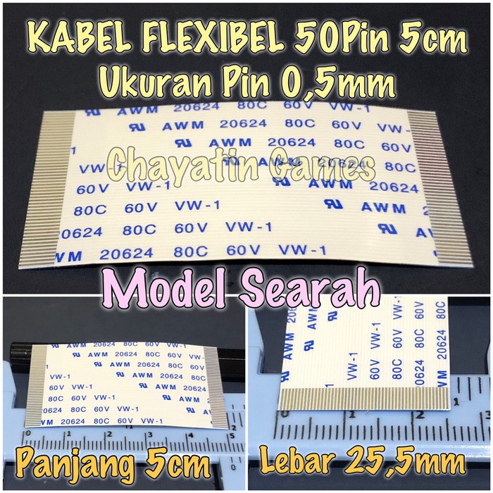 Kabel Flexibel 50 Pin Halus Searah Panjang 5cm - Ukuran Pin 0,5mm