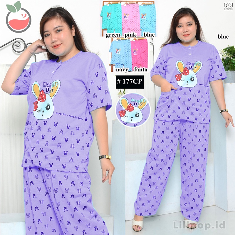 Baju Tidur Wanita CP Jumbo Bigsize Babydoll HELBES BUNY  XXL Celana Panjang Busui Bumil  Oversize Ko