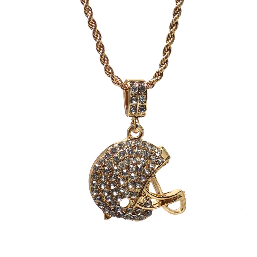 Hu Hu Hu Hu Hu Alat Bantu Pasang Kacamata♡ Kalung Liontin Bentuk Topi Rugby Aksen Berlian Imitasi Gaya Hip Hop Untuk Unisex