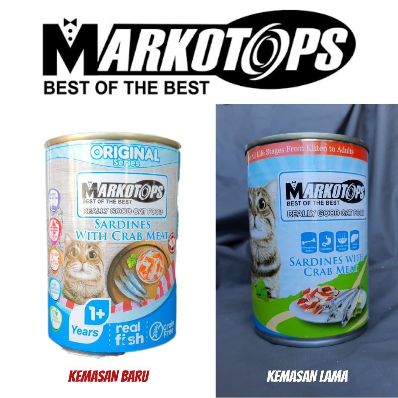 Markotops Sardines with Crab Meat 400gr (Biru) Original Series - Makanan Kucing Markotop Kaleng untu