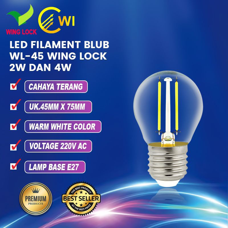 Jual LED BLUB filament WL-45 2 Watt 4 watt Edison cafe bohlam e27 wing ...