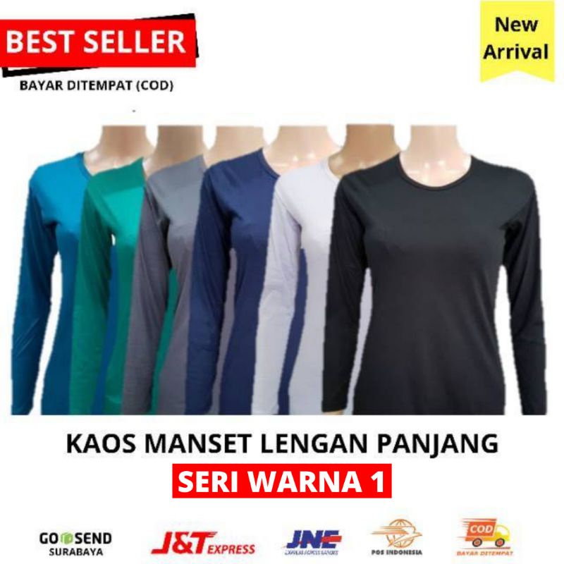 MANSET BAJU LENGAN PANJANG / INNER DEKER / KAOS POLOS WANITA - SERI WARNA 1/2