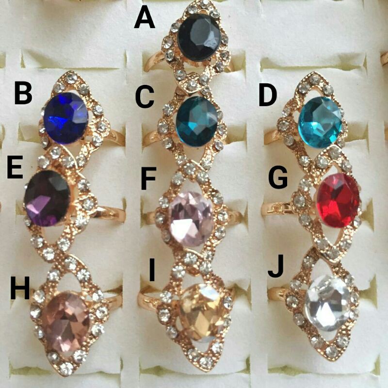 Cincin korea fashion perhiasan cincin wanita emas berlian imitasi
