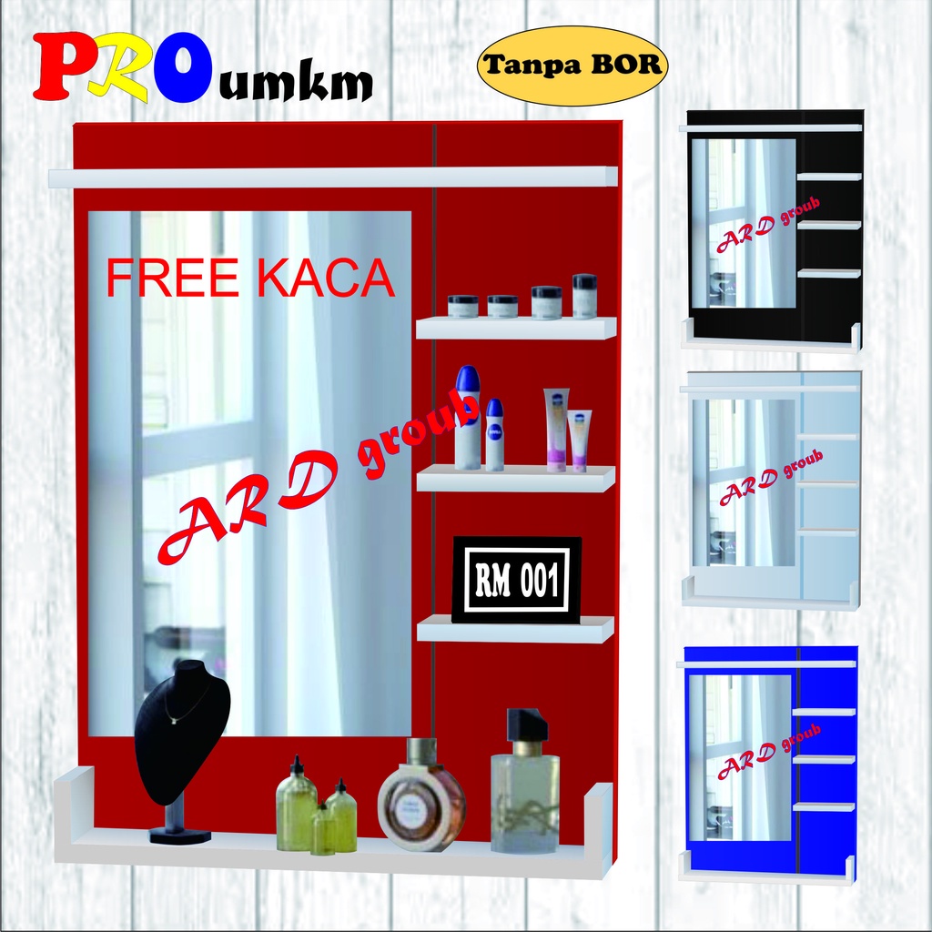 (RM 001) Rak make up cermin / kaca dinding minimalis gantung murah