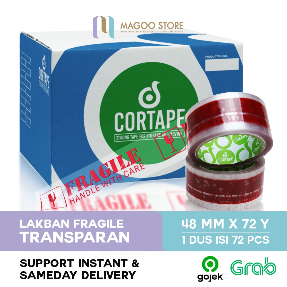 

Lakban Fragile Handle With Care BENING 48 mm x 80 yard Murah 1 Dus