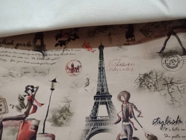 Souvenir dompet pouch bahan spon motif paris plus furing