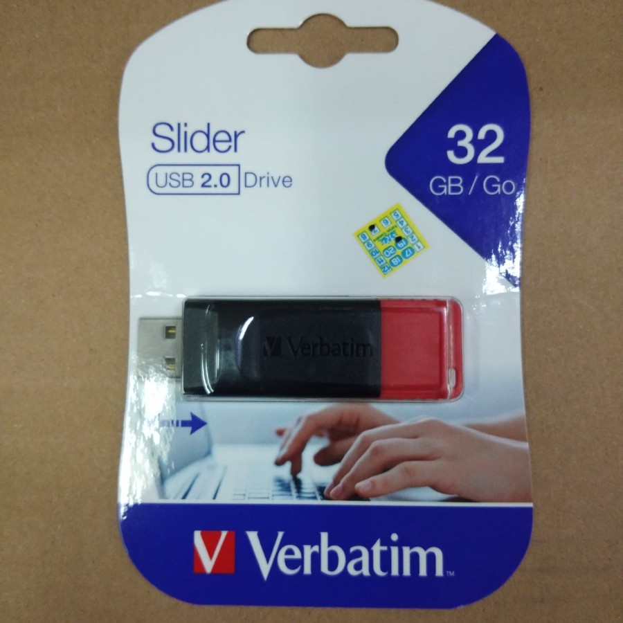 Verbatim Flashdisk 16GB 32GB 64GB USB 2.0 Slider Garansi Resmi