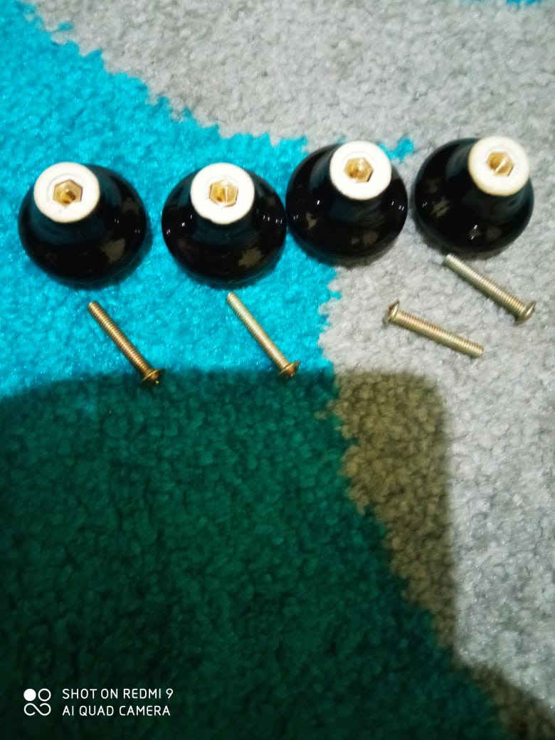 Pegangan Handle Tarikan Knob Keramik Warna Hitam Ukuran 30mm