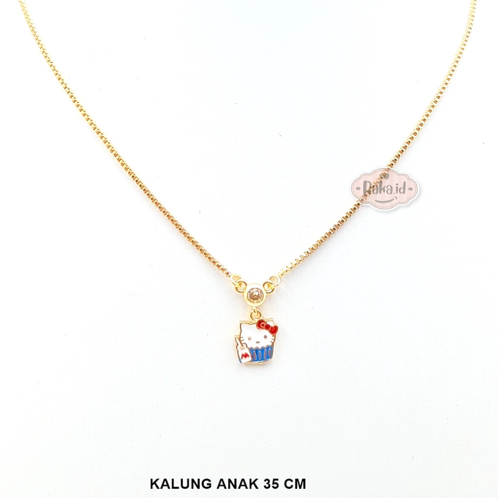 Kalung Anak Rantai Italy Bandul Hello Kitty Cupcakes Biru Perhiasan Cantik Anak 1015