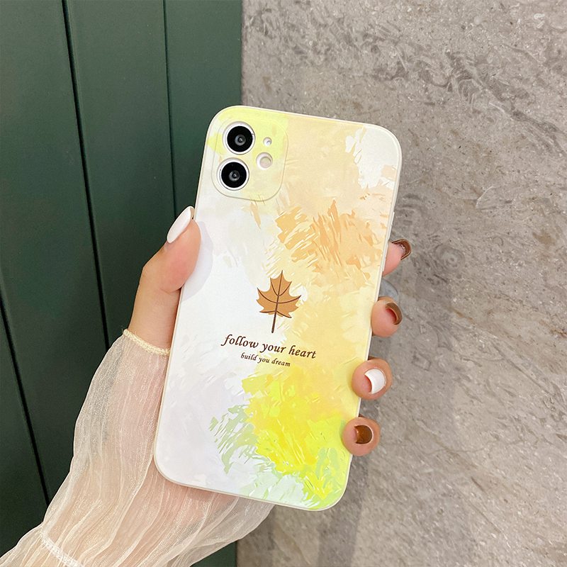 Purple Love Maple leaf  Soft Protect Case Samsung A12 A20 A30 A32 A50 A50S A30S A51 A02S A52 S10 S20 Plus Ultra S21 FE A42 A71 A31 A31 A21S A32 A22 A03S Casing Ftd Soft Protect Cover Girl Fashion